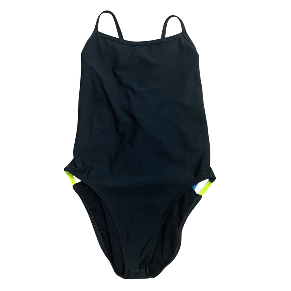 Jolyn Gavin One Piece Swimsuit Black Neon Adjustable Back Size 34/8-10 US